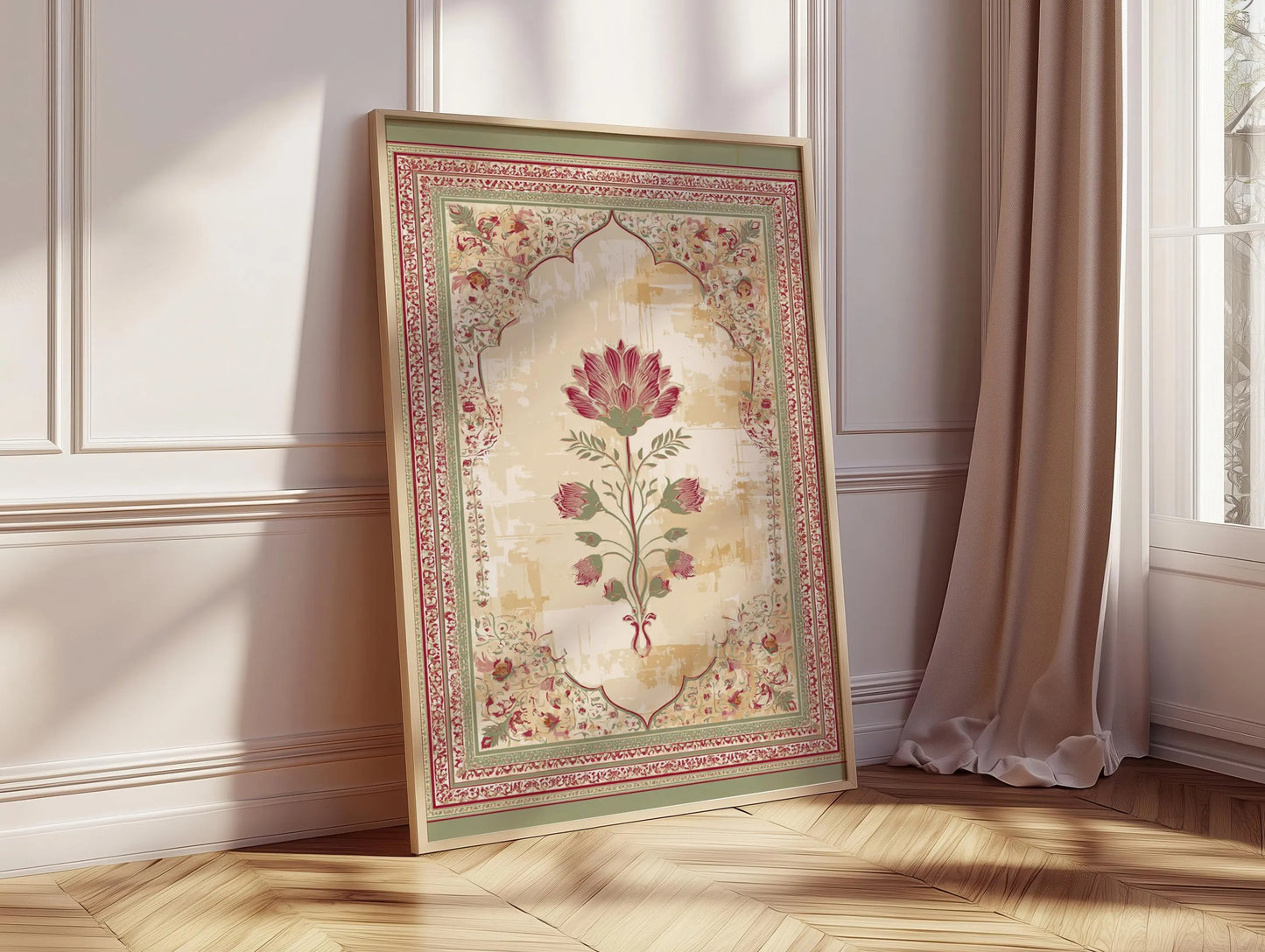 Mughal Floral Arch Print, Indian Wall Art, Oriental Botanical