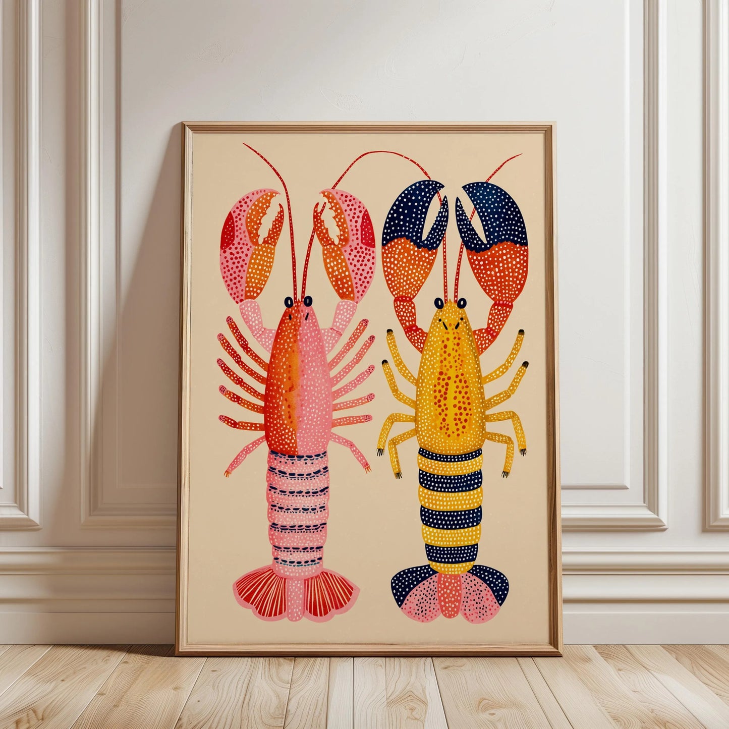 Lobster Art Print, Colourful Nautical Illustration
