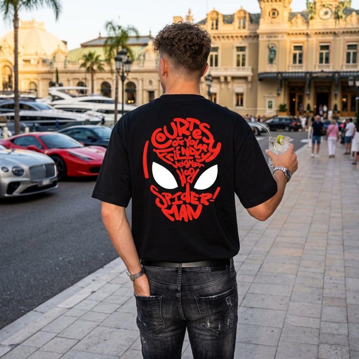 Man Oversized T-Shirt, Graphic Back Typography Tee, Relaxed Cotton Streetwear Shirt