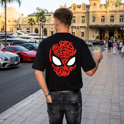 Man Oversized T-Shirt, Graphic Back Typography Tee, Relaxed Cotton Streetwear Shirt
