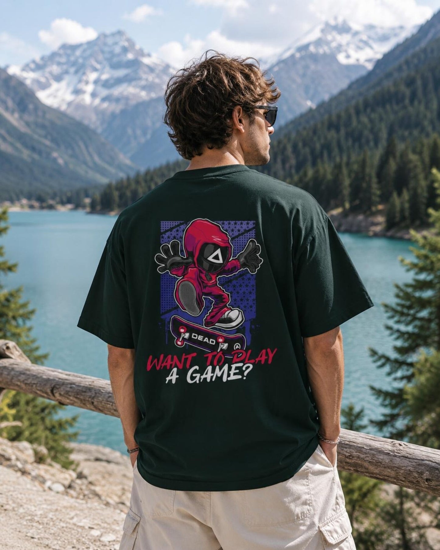Oversized Skateboard Graphic T-Shirt, Urban Streetwear Tee, Unisex Relaxed Fit